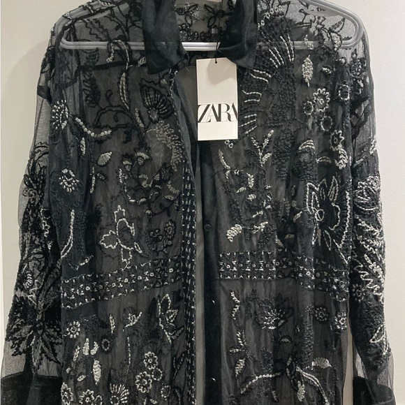 Zara black embroidered dress XS - Picture 2 of 4